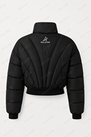 Veste matelassée noire pour femme |   Blouson bomber matelassé d'hiver |   Veste courte légère et chaude pour l'extérieur, tendance