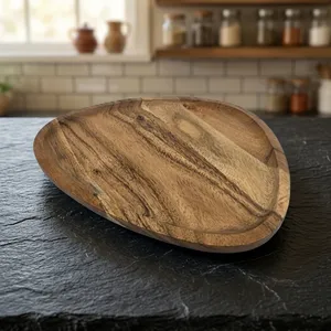 Irregular Wooden Storage Tray Rustic Design Handmade Indoor Tabletop Use <b>Kitchen</b> <b>Decor</b> - Product Image 4