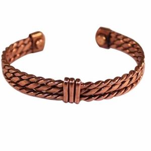 <b>Copper</b> Alloy Cuff <b>Bracelet</b> Antique <b>Copper</b> Plated Vintage Twisted Wire Design Unisex Jewelry - Product Image 1