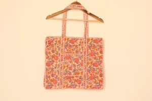 Sac fourre-tout authentique en coton matelassé à imprimé floral, fermeture éclair, sac à bandoulière, sac de shopping pour femmes - Product Image 2