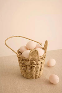 Sisu Handicraft Artisanal Woven Easter Egg <b>Basket</b> with Handle Elegant Rabbit Shape Spring <b>Table</b> Decor for Holiday Celebrations - Product Image 1