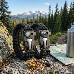 Pulsera de Supervivencia de Paracord con Brújula, Encendedor, Raspador - Equipo Táctico 550 para Acampar y Hacer Senderismo al Aire Libre para Hombres y Mujeres - Product Image 1