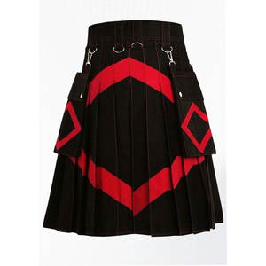 Kilt utilitaire en coton noir pour homme avec accents rouges et poches cargo 2026 - Product Image 4