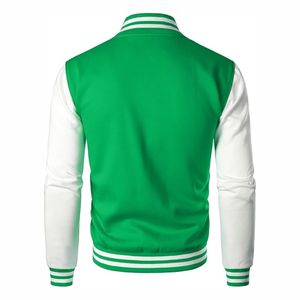 Chaqueta Varsity Personalizada para Hombre, de Lona Verde, con Cuello Alto, Ecológica, Transpirable, con Botones a Presión, Servicio OEM - Product Image 2