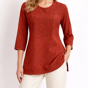 Haut en viscose brodé pour femme, vêtements de plage décontractés à manches courtes, fabricant - Product Image 1