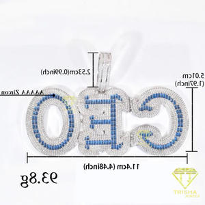 Custom "CEO" Letter Pendant Lab Grown Diamond <b>Iced</b> <b>Out</b> Hip Hop Necklace Blue Stone Bling <b>Chain</b> Jewelry Gift - Product Image 3