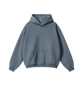 เสื้อฮู้ดดี้โอเวอร์ไซส์ผู้ชาย สีพื้น มีกระเป๋า สไตล์ลำลอง สำหรับฤดูใบไม้ร่วง ผ้าถัก 100% คอตตอน แขนปกติ ผ้าเฟรนช์เทอร์รี่ - Product Image 1