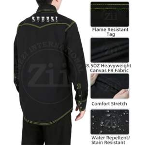 Camisa de Manga Larga de Algodón Ignífuga CAT2 al por Mayor, Ropa de Soldador FR con Protección contra Vapores, Resistencia al Calor de 300C-500C - Product Image 4