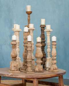 Support de bougie conique en bois naturel rustique vintage, pour Noël, mariage, fête, Ramadan, support de bougie artisanal, décoration de la maison - Product Image 3