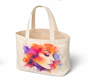 Custom Canvas Tote <b>Bag</b> With Woman Portrait Art Print Medium Size Daily Use Printed Shopping <b>Bag</b> <b>shoulder</b> Handle - Product Image 2