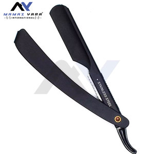 High Quality Stainless Steel Barber Shaving Razor American Straight Edge Black Matte Finish Foldable - Product Image 4