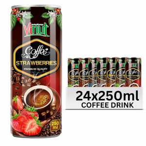 กาแฟพรีเมียมพร้อมดื่ม บรรจุกระป๋องอะลูมิเนียม 250 มล. ไม่เติมน้ำตาล แคลอรีต่ำ VINUT 24 กระป๋อง แช่เย็น สำหรับผู้นำเข้าขายส่ง - Product Image 1