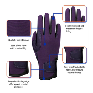 Customize Color And Size Leather Breathable Drawstring Closure Horse Riding Gloves For Youth Summer Outdoor Sports <b>Equestrian</b> - Product Image 2