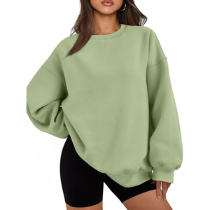 Sudadera de Cuello Redondo Extra Grande para Mujer, de Alta Calidad, Color Sólido, Hombros Caídos, Manga Larga, Tejido de Algodón, para Otoño 2026 - Product Image 4