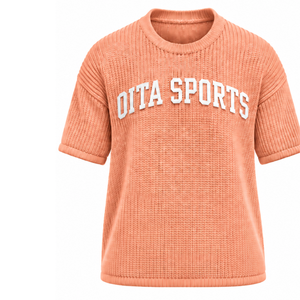 <b>Peach</b> Men Knitted <b>T</b> <b>Shirt</b> Short Sleeve Crew Neck Textured Casual Top Custom Printed Streetwear Summer Fashion Wholesale Apparel - Product Image 1