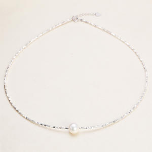 Collier en argent 925 en gros, bijoux à la mode, simple, doux, perle d'eau douce, design clavicule, Zhuji - Product Image 3