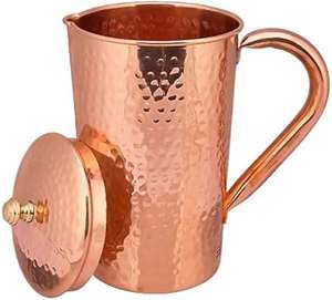 Carafe à eau en cuivre martelé artisanal de luxe, théière et bouilloire en métal de qualité supérieure avec finition haut de gamme - Product Image 2