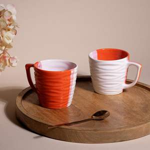 Taza de Té de Cerámica Moderna de Lujo en Dos Tonos, 200 ml, Ecológica, Duradera, Portátil, Naranja y Blanca, para Oficina y Hogar, Ideal para Regalo - Product Image 3