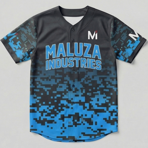 Maillot de baseball de haute qualité vert fluo camouflage numérique uniforme sportif respirant MALUZA INDUSTRIES - Product Image 1