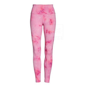 High Waist Pink <b>Tie</b> <b>Dye</b> Yoga <b>Leggings</b> Full Length Four-Way Stretch Spandex Polyester Women's Pants - Product Image 1