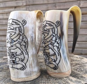 Handmade buffalo horn ale <b>mug</b> Rustic Viking style horn <b>mug</b> Natural <b>large</b> capacity <b>mug</b> Eco-friendly buffalo horn <b>mug</b> - Product Image 1