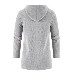 <b>Men's</b> <b>Long</b> Hooded Zipper <b>Cardigan</b> Wool Acrylic Knitted Solid Color Casual Winter Wear Full Sleeve Thick - Product Image 3