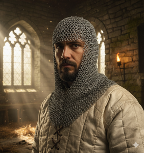 Capucha de Malla Metálica Medieval Hecha a Mano, Armadura de Acero para Caballero, Disfraz Templario, Listo para Batalla - Product Image 1