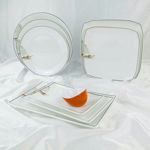 Ensemble de 3 plats rectangulaires de luxe en mélamine émaillée, design zen asiatique, blanc clair uni, vaisselle résistante au lave-vaisselle, non toxique, durable - Product Image 4