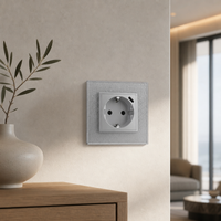 Livolo Moderne Leder-Muster Glasrahmen-Panel EU-Standard Schuko-Steckdose 16A RoHS-Zertifizierte Wandsteckdose