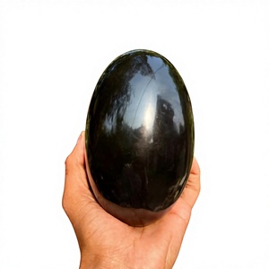 Venta al por mayor de grandes lingams de ágata negra pulidos, cristales curativos, gemas naturales para decoración del hogar. - Product Image 1