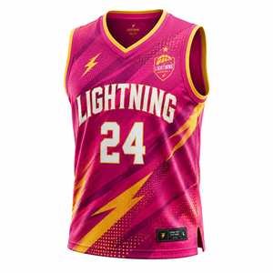 Maillot de basket-ball Lightning 24, débardeur sublimé à col en V, évacuant l'humidité, coupe athlétique unisexe pour adulte - Product Image 1