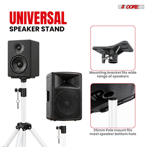 Heavy Duty 72" Height Adjustable Metal PA <b>DJ</b> <b>Speaker</b> Stands 5-Core Tripod Pair for Studio Monitors - Product Image 3