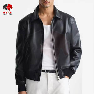 เสื้อแจ็คเก็ตหนังผู้ชายโลโก้สั่งทำ สีพื้น คุณภาพพรีเมียม ดีไซน์โดดเด่น ผู้ผลิตแบบ OEM ODM - Product Image 2