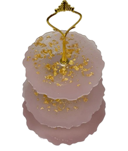 Marvelous Epoxy Resin 3 Tier <b>Cake</b> <b>Stand</b> With Gold Plated Metal Rod In Middle square Shaped <b>Stands</b> for Birthday and Parties Decor - Product Image 5
