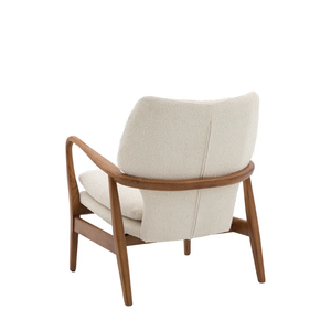 Chaise de salle à manger moderne en rotin de style mid-century avec cadre en bois, dossier inclinable capitonné et assise en tissu pour mobilier d'extérieur et de maison - Product Image 2