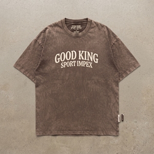 เสื้อยืดโอเวอร์ไซส์ทรงบ็อกซี่สีน้ำตาลสไตล์วินเทจ ผ้าคอตตอนหนานุ่ม พิมพ์ลายพัฟฟ์ สำหรับผู้ชาย แบบเรียบๆ สตรีทแวร์ รับผลิตแบบ OEM พร้อมบริการดรอปชิปปิ้ง - Product Image 1