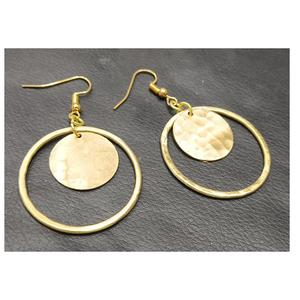 Pendientes de Latón Martillado con Acabado Mate de Calidad de Exportación, Elegantes, Unisex, Ideales para Eventos Formales, Disponibles en Oferta - Product Image 5