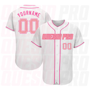 เสื้อเบสบอลแฟชั่นอเมริกัน ยูนิเซ็กส์ ไซส์พลัส ทรงหลวม สไตล์วิทยาลัย ซอฟต์บอล สีขาวชมพู ไซส์กลาง เสื้อเบสบอลของแท้ - Product Image 1