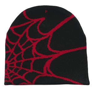 Y2K acrylique tricoté hiver Streetwear Beanie LOGO personnalisé pleine araignée soie Satin ligne Jacquard plage personnage Camouflage arcs - Product Image 5