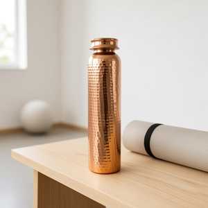 Botella de Agua de Cobre Puro con Diseño Martillado, Botella Metálica Ayurvédica para Beber, para Hogar, Oficina, Viajes, Accesorios Estéticos para Bebidas - Product Image 3