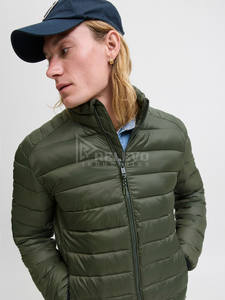 Blouson matelassé imperméable et coupe-vent à capuche pour homme, en duvet de canard, style streetwear, universitaire et moto, personnalisable, vente en gros - Product Image 5