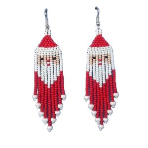 Pendientes de cuentas de Navidad con diamantes, Tutorial de bricolaje, fabricación de joyas de moda, pendientes de cuentas de arena de Papá Noel - Product Image 2