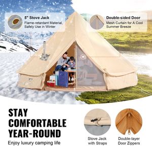 Tenda a Campana in Tela per 4 Stagioni, 5 M/16,4 ft, Traspirante, Tipo Yurt con Apertura per Stufa, per 8 Persone - Product Image 3