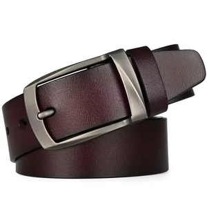 Ceintures en cuir pleine fleur de qualité supérieure pour hommes, ceintures décontractées classiques pour le travail et les occasions formelles avec boucle à ardillon en alliage - Product Image 3