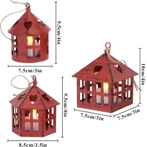 Hut Shape <b>Black</b> Iron Modern Decorative <b>Lanterns</b> in Assorted Sizes for Valentine's Day Home Decoration - Product Image 2