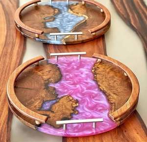 Bandeja de Resina Hecha a Mano Moderna y Más Vendida, Organizador Decorativo para el Hogar, para Mesa de Vanidad, Disponible a un Precio Excelente - Product Image 6