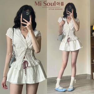 Ensemble jupe décontractée kaki pour femme, grande taille, coupe trapèze, taille haute, respirant, écologique, séchage rapide, été, OEM ODM - Product Image 3