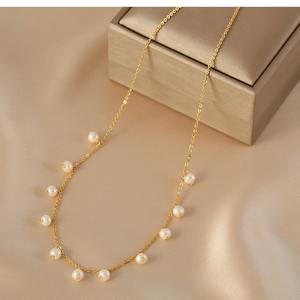 Fashionable French Style Women's <b>Necklace</b> High-End Collarbone Chain Natural <b>Freshwater</b> <b>Pearls</b> Simple Luxury Top-Niche Luxury - Product Image 4
