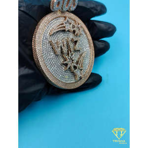 Colgante Redondo de Diamantes con Argolla para Número, Joyería Hip Hop de Lujo, Collar con Número Personalizado, Colgante Circular de Diamantes - Product Image 6