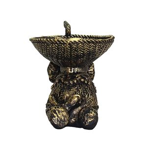 Bol sculpté en forme d'éléphant, décoration orientale en métal sculpté, plateau de rangement fait à la main pour clés télécommandées - Product Image 6